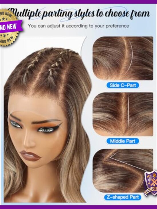 13x6 Glueless Lace Front Wavy Synthetic Wig 26 Inch Bohemian Style main image 5